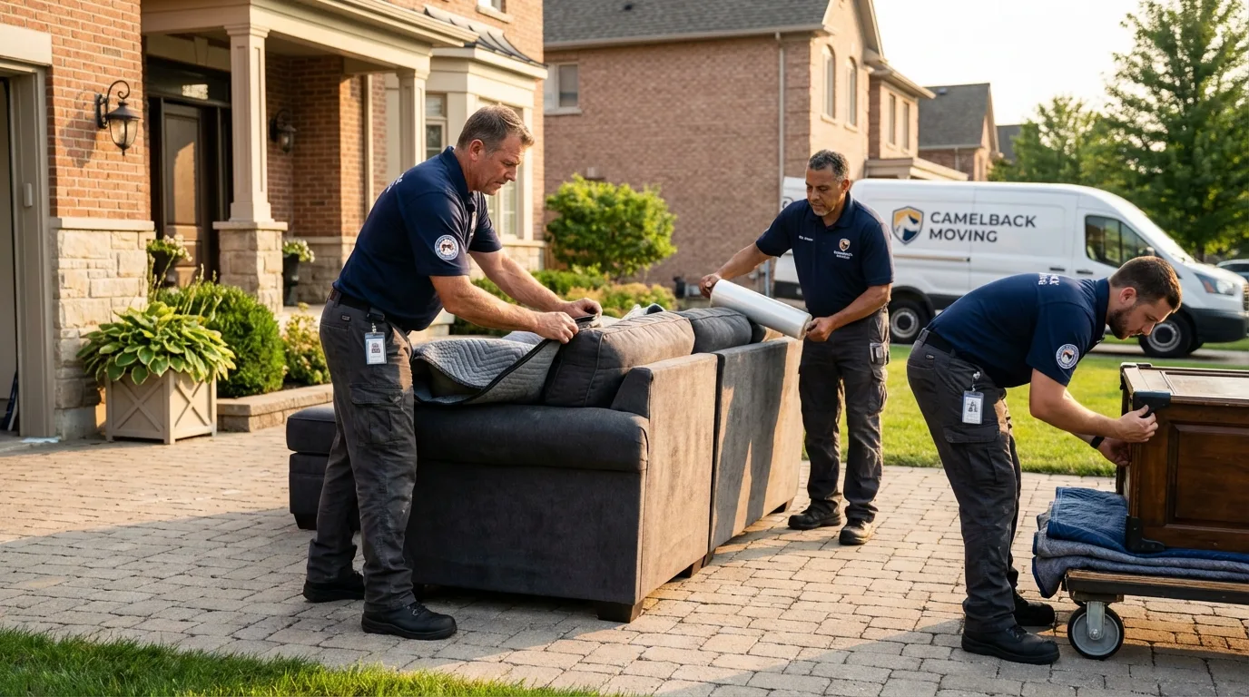 Large estate moving crew wrapping furniture in Patterson, LA